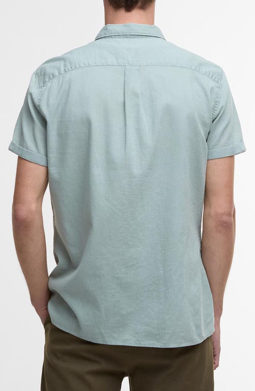 Barbour Nelson Garment Dye Cotton & Linen Camp Shirt In Pale Apple