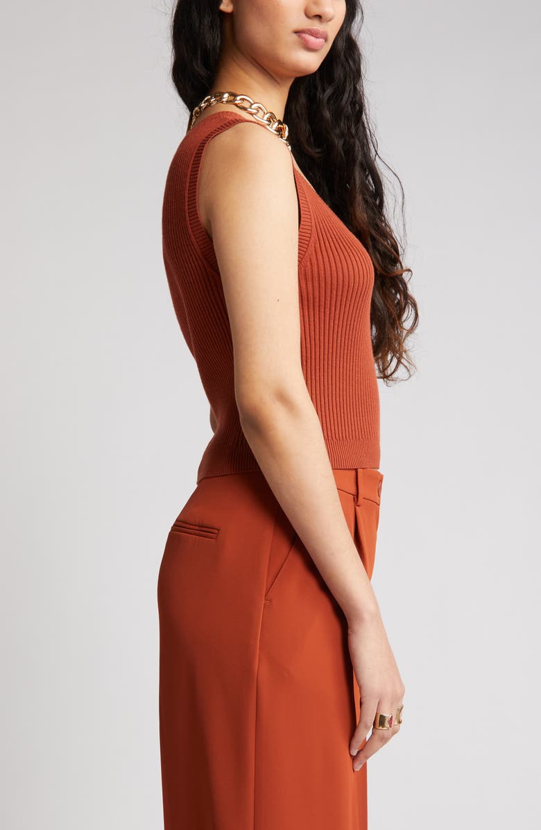 Open Edit Ribbed Sweater Tank Top, Alternate, color, 