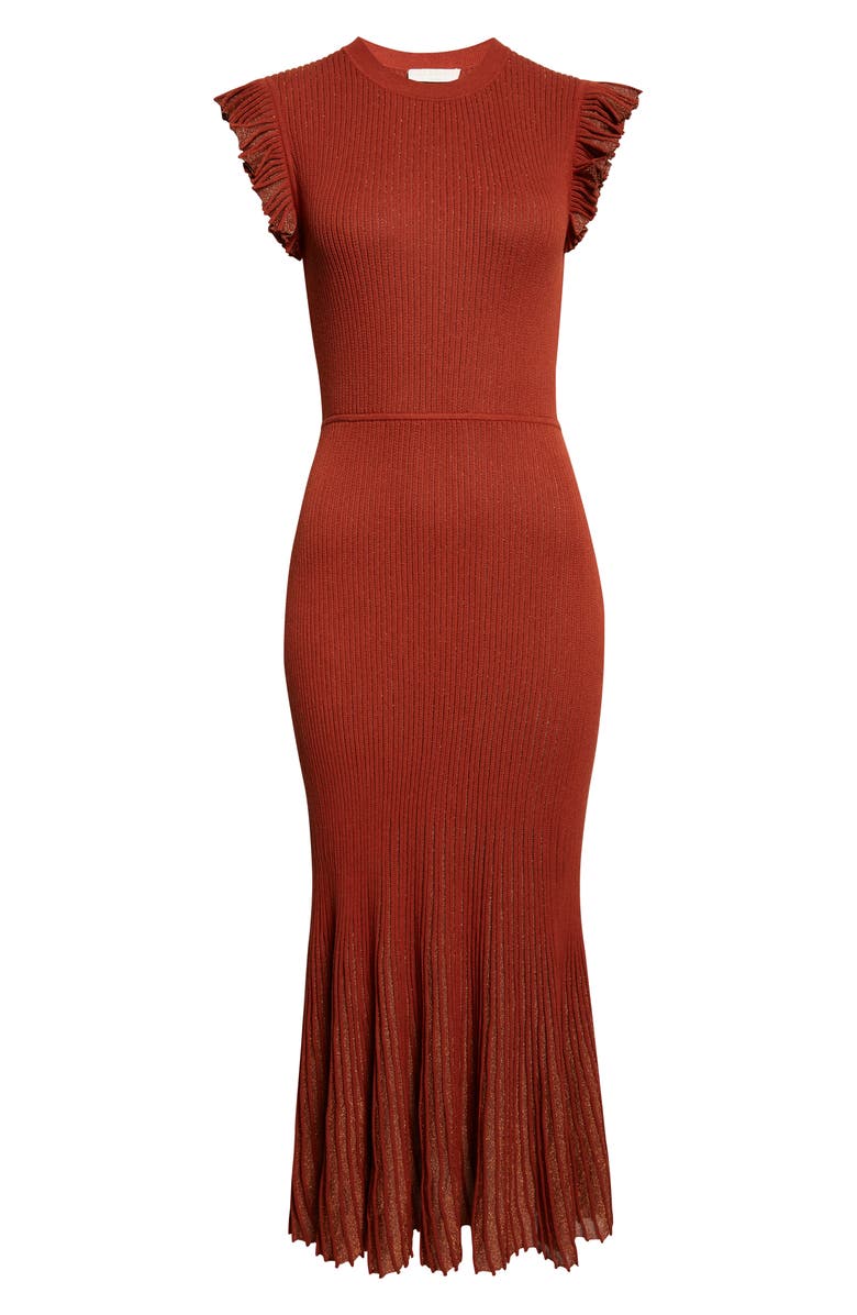 Ulla Johnson Noelle Metallic Knit Dress, Alternate, color, Copper