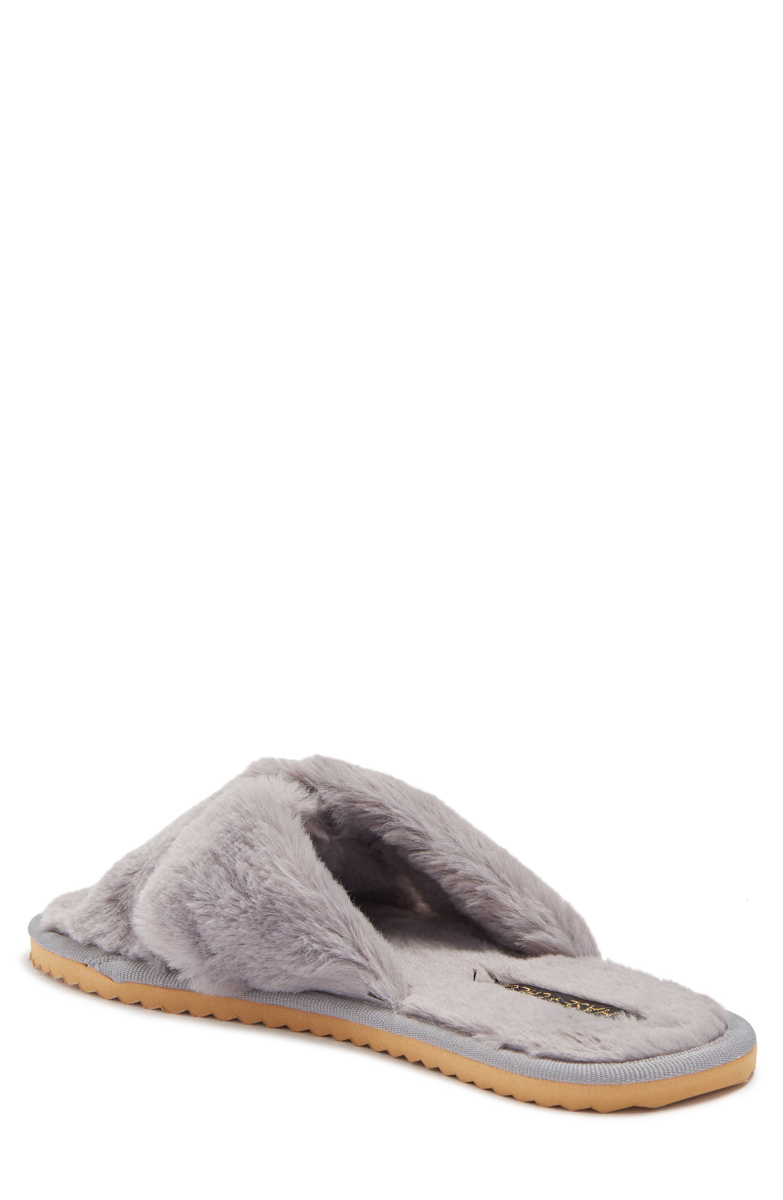 Chase & Chloe Faux Fur Slide Sandal, Alternate, color, GREY