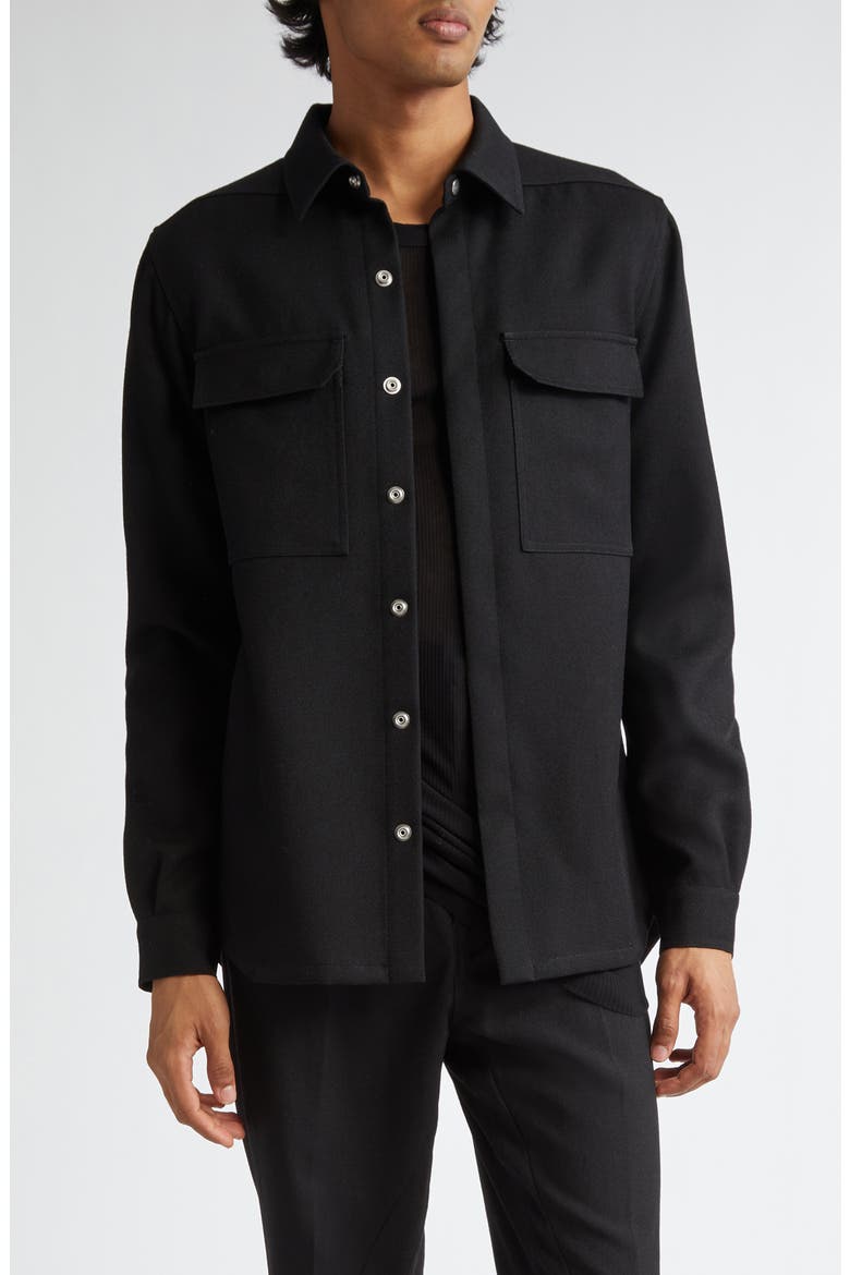 Wool Button-Up Shirt, Main, color, BLACK