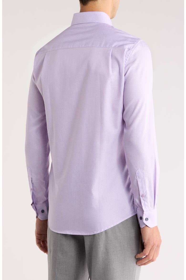 Solid Textured Slim Fit Dress Shirt, Alternate, color, PURPLE