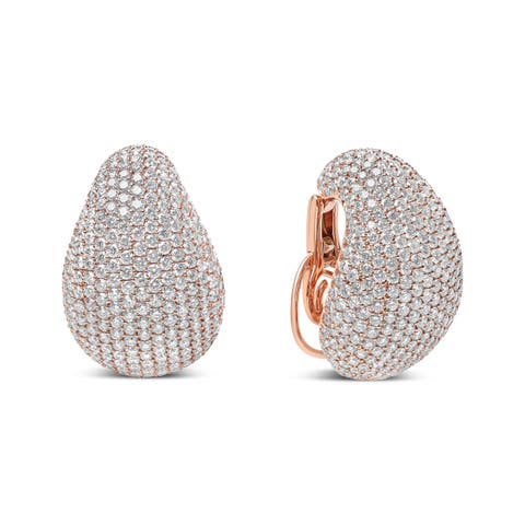 18K Rose Gold 13 1/5 Cttw Diamond Sculptural Design Earrings