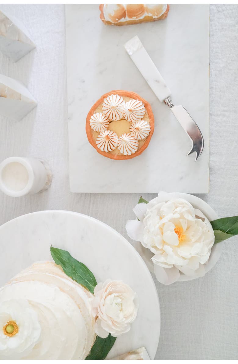 Anaya Marble Cake Stand with Mother of Pearl Inlay, Alternate, color, White