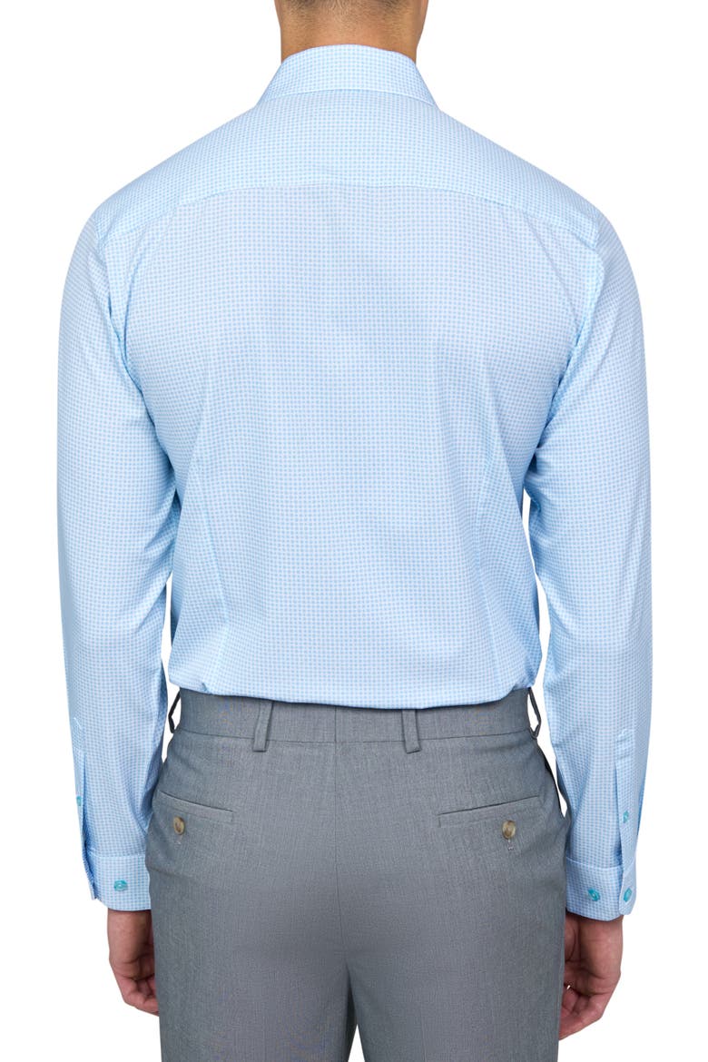Slim Fit Flower Geo Print Recycled Performance Stretch Dress Shirt, Alternate, color, WHITE/BLUE