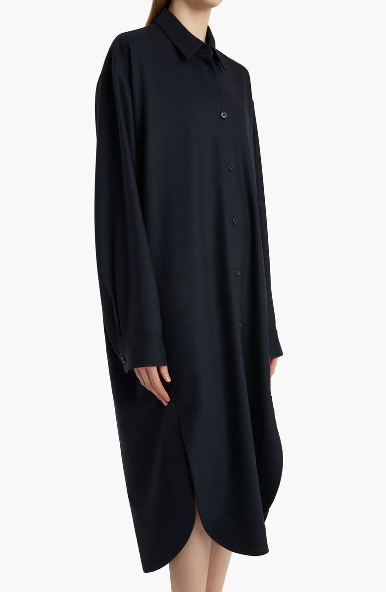 Khaite Gloria Long Sleeve Cotton Poplin Shirtdress, Alternate, color, Dark Navy