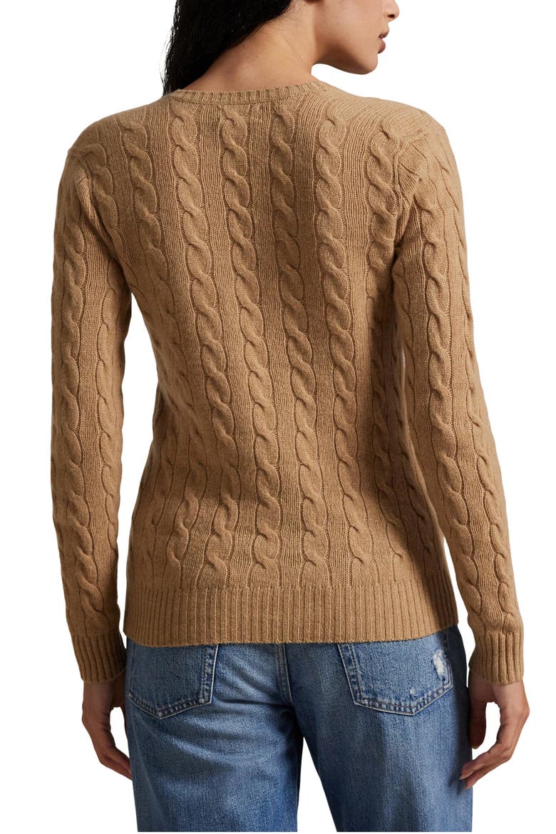 Kimberly Cable Wool & Cashmere V-Neck Sweater, Alternate, color, COLLECTION CAMEL MELANGE