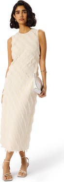 Whistles Fringe Textured Midi Dress