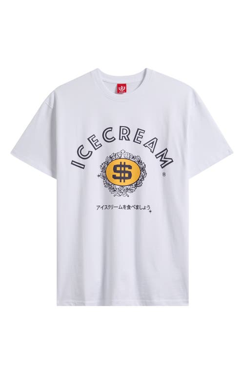 Icecream Dollars Cotton Graphic T-shirt In White
