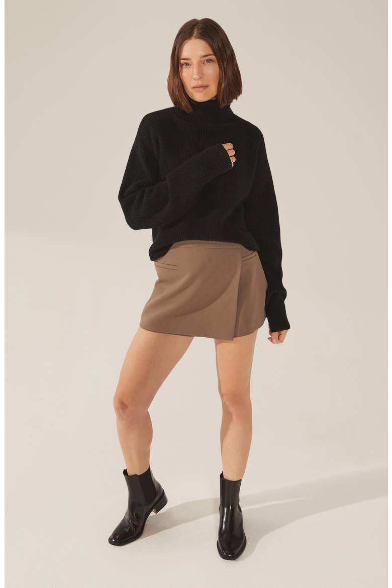 Ellie Chunky Cashmere Turtleneck Sweater, Main, color, Black