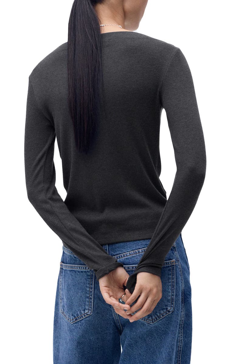 MANGO Boat Neck Long Sleeve T-Shirt, Alternate, color, Charcoal