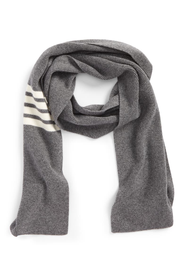 Rib Cashmere Scarf, Main, color, MED GREY