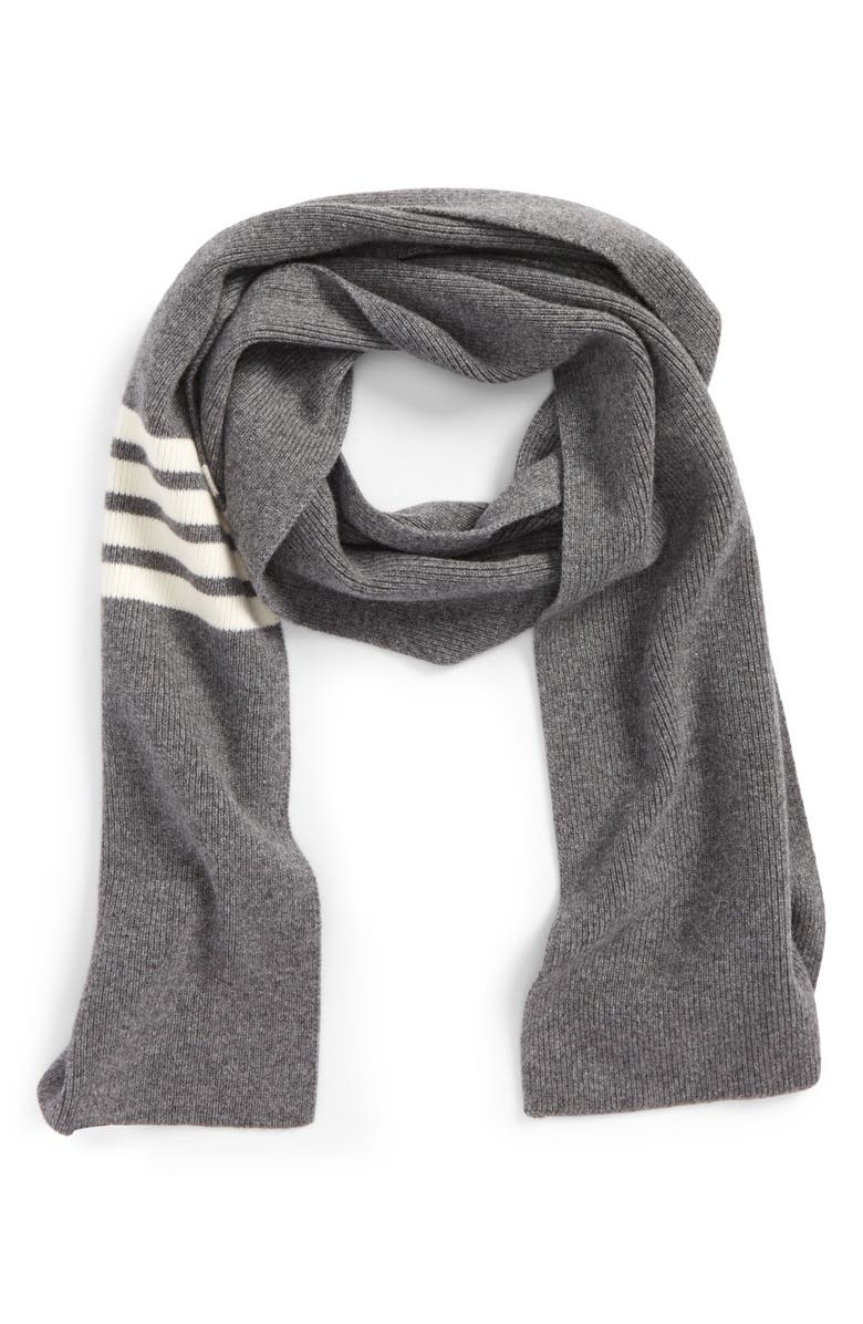 Thom Browne Rib Cashmere Scarf, Main, color, 