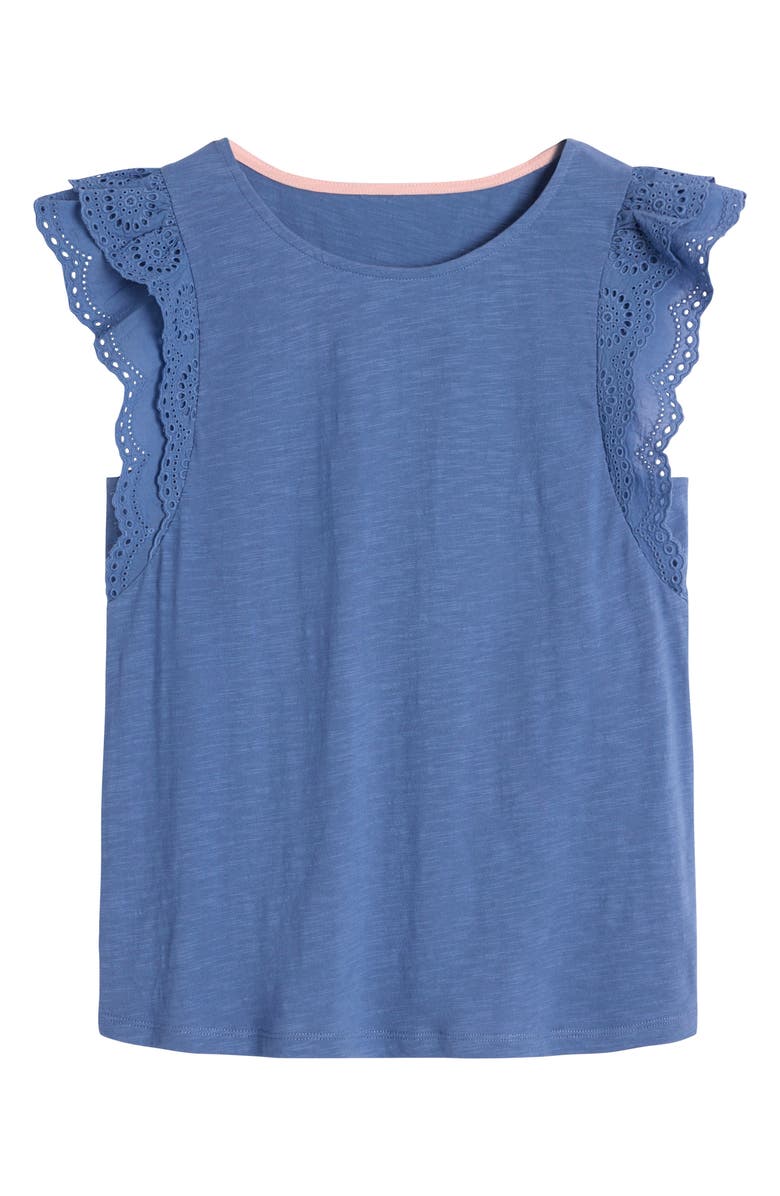 Boden Eyelet Embroidered Flutter Sleeve Cotton Top, Alternate, color,