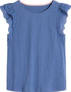 Boden Eyelet Embroidered Flutter Sleeve Cotton Top