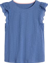 Boden Eyelet Embroidered Flutter Sleeve Cotton Top