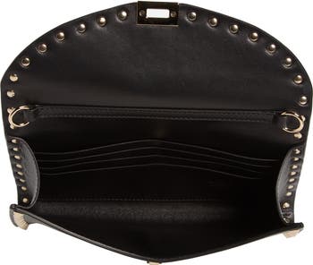 Valentino Garavani Rockstud Flap Leather Wallet on a Chain