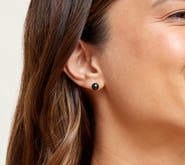The Pearl Source 7mm Black Freshwater Round Pearl Stud Earrings