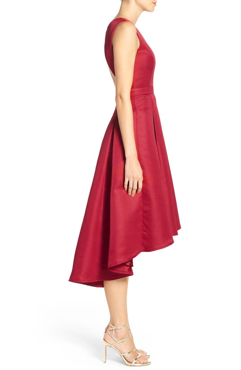 Lulus Cutout Back Tea Length High/Low Dress, Alternate, color, 