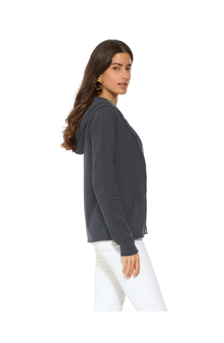 Monticelli Cashmere Pure Cashmere Double Zip Hoodie Sweater, Alternate, color, Charcoal