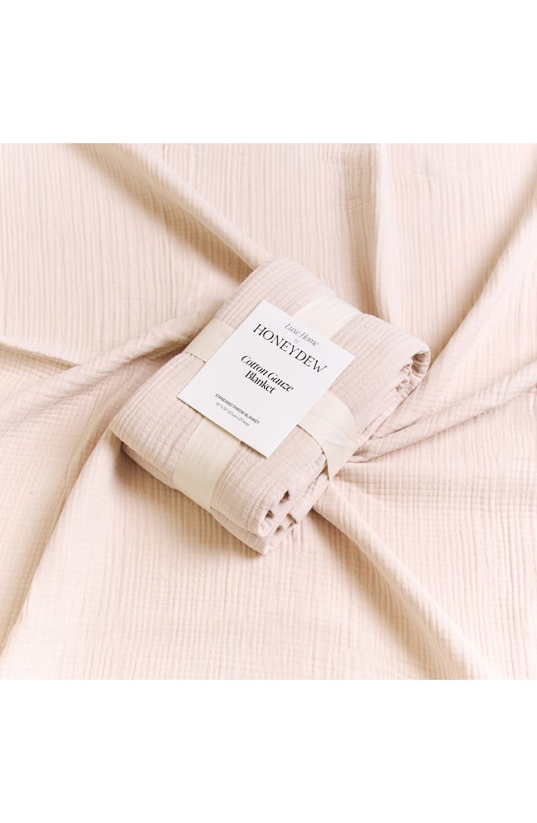 Honeydew Cotton Gauze Throw Blanket, Alternate, color, Oat