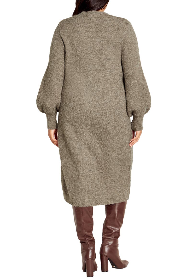 Eleni Button Front Long Sleeve Sweater Dress, Alternate, color, TAUPE MARLE