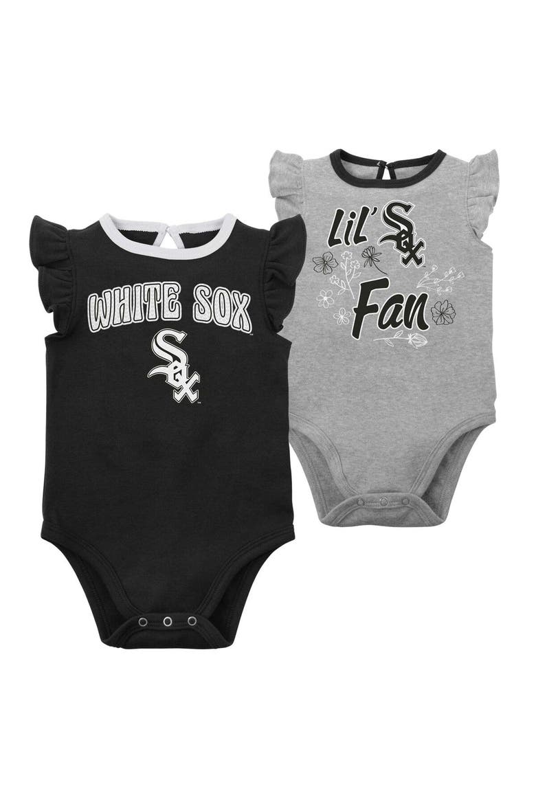 Infant Black/Heather Gray Chicago White Sox Little Fan Two-Pack Bodysuit Set, Main, color, Black