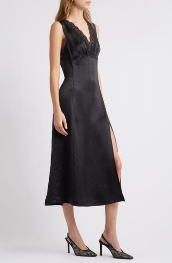 Lace Trim Satin Slipdress