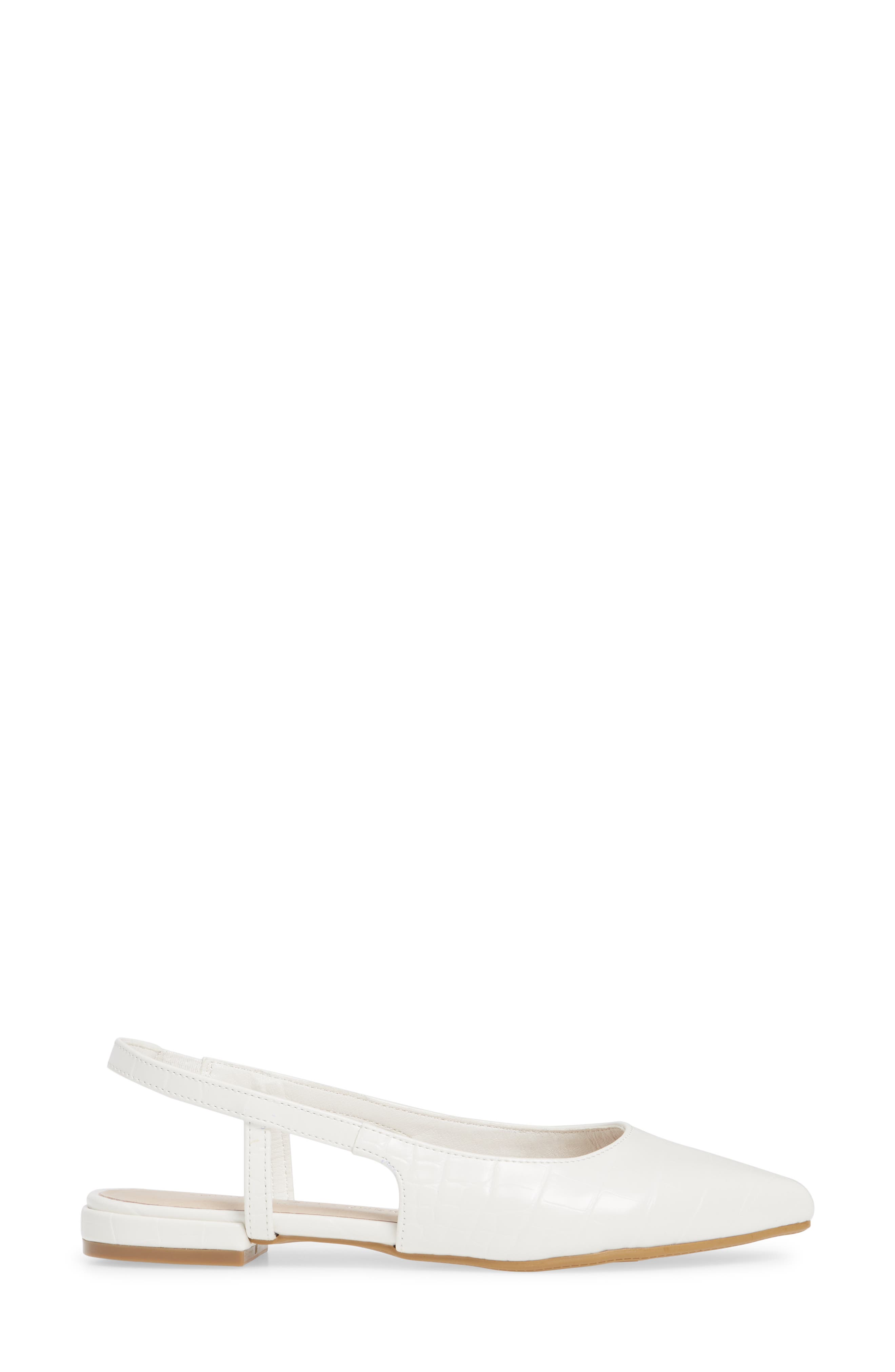 Glow Slingback Flat, Alternate, color, WHITE FAUX LEATHER