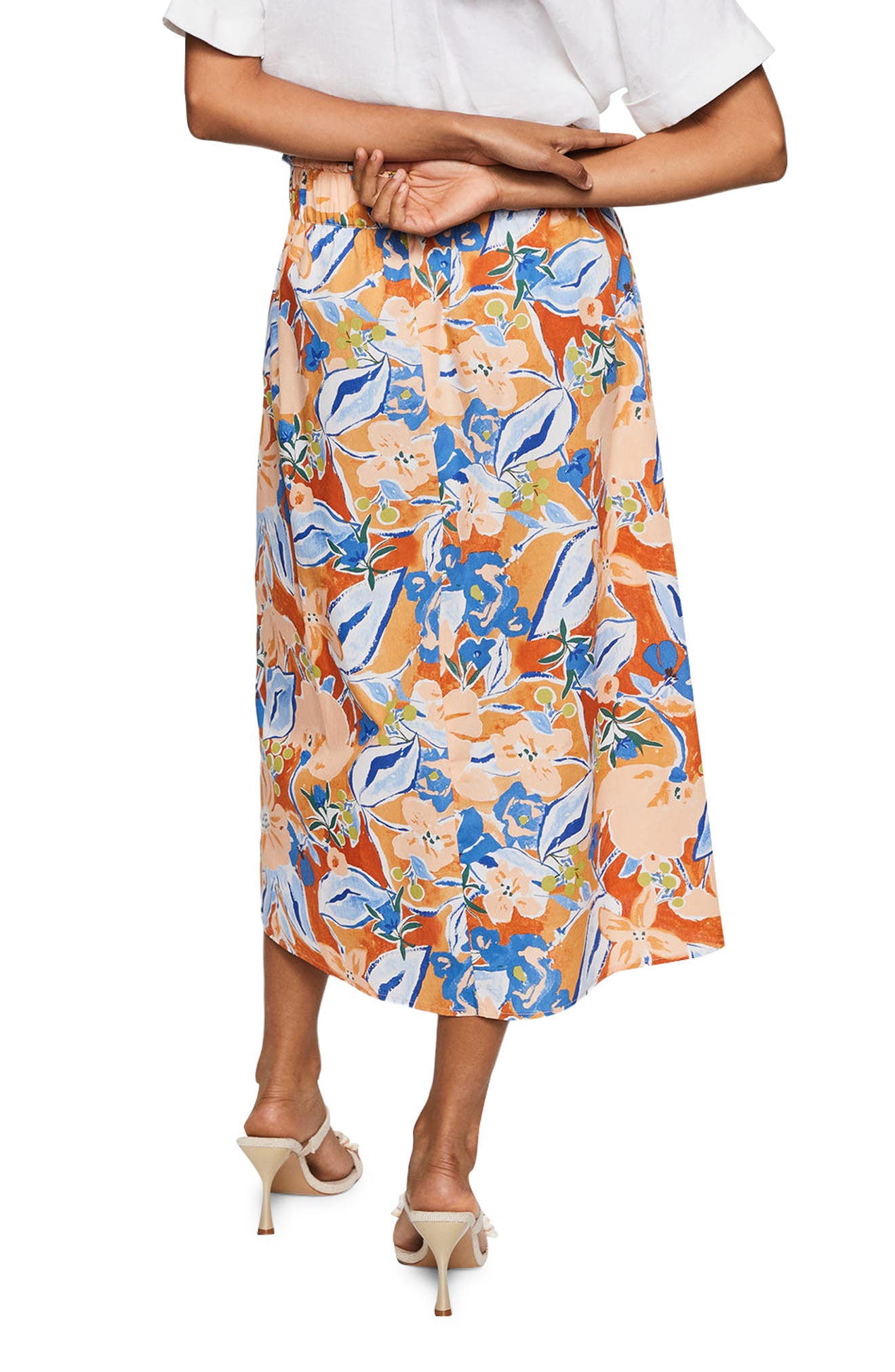 MANGO Floral Print Cotton Midi Skirt (Women) | Nordstrom