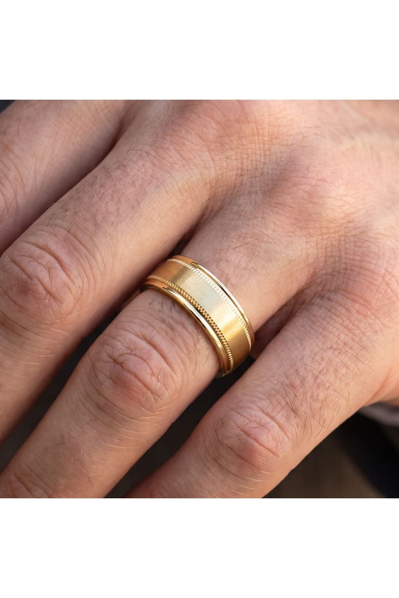 Men's 6.5MM Matte Titanium Ring Gold Comfort Fit Wedding Band, Alternate, color, Titanium