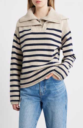 Ilaria Stripe Half Zip Wool Pullover