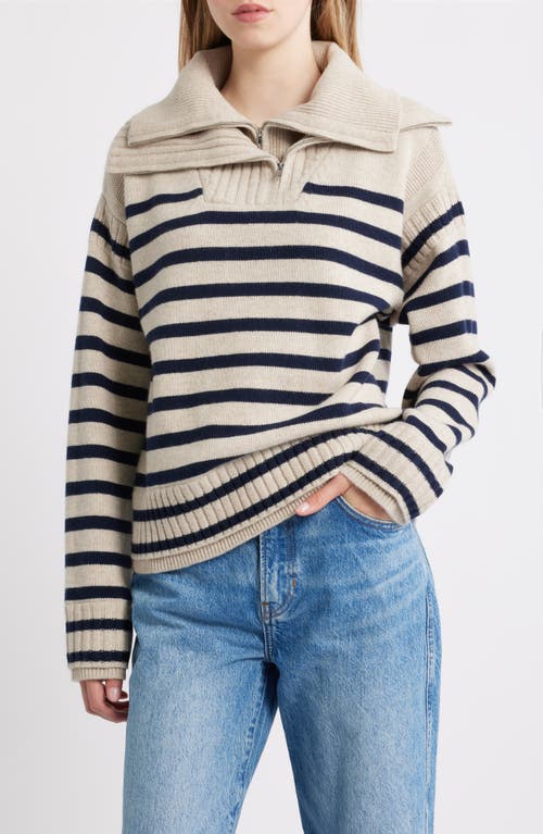 Rag & Bone Ilaria Stripe Half Zip Wool Pullover In Multi