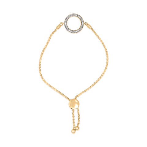 Gold Vermeil Diamond Accent Circle Lariat Bolo Bracelet
