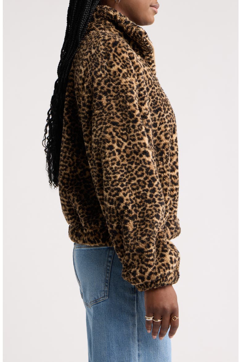 Print Fleece Zip Jacket, Alternate, color, TAN- BLACK PATTY LEOPARD
