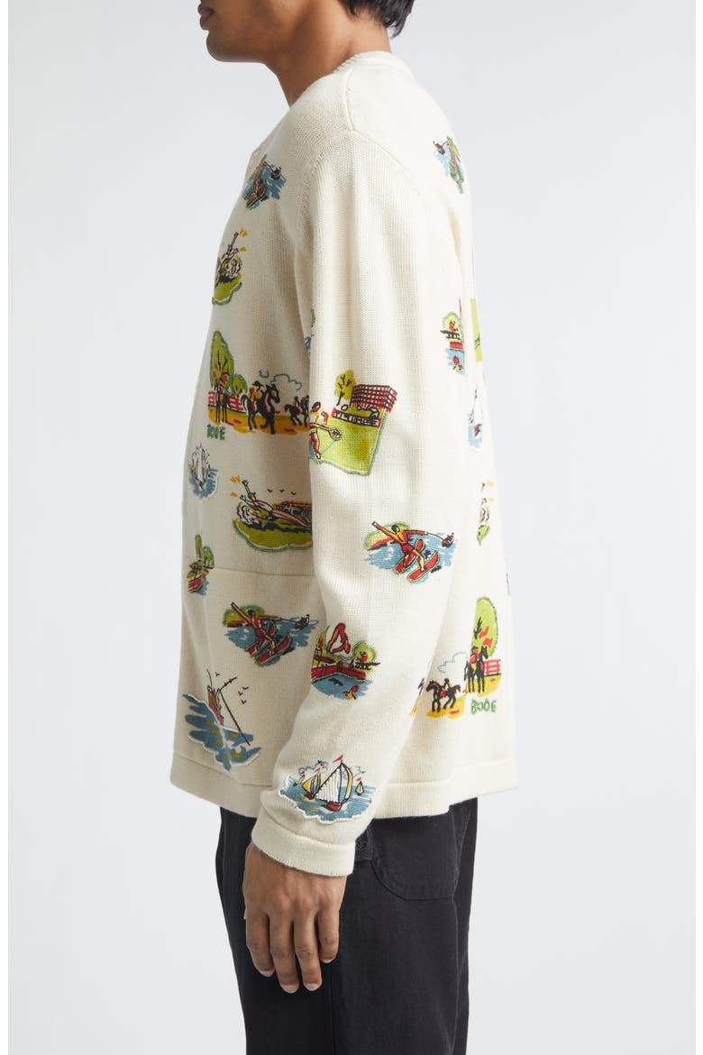 Beaded Merino Wool & Cotton Cardigan, Alternate, color, MULTI IVORY