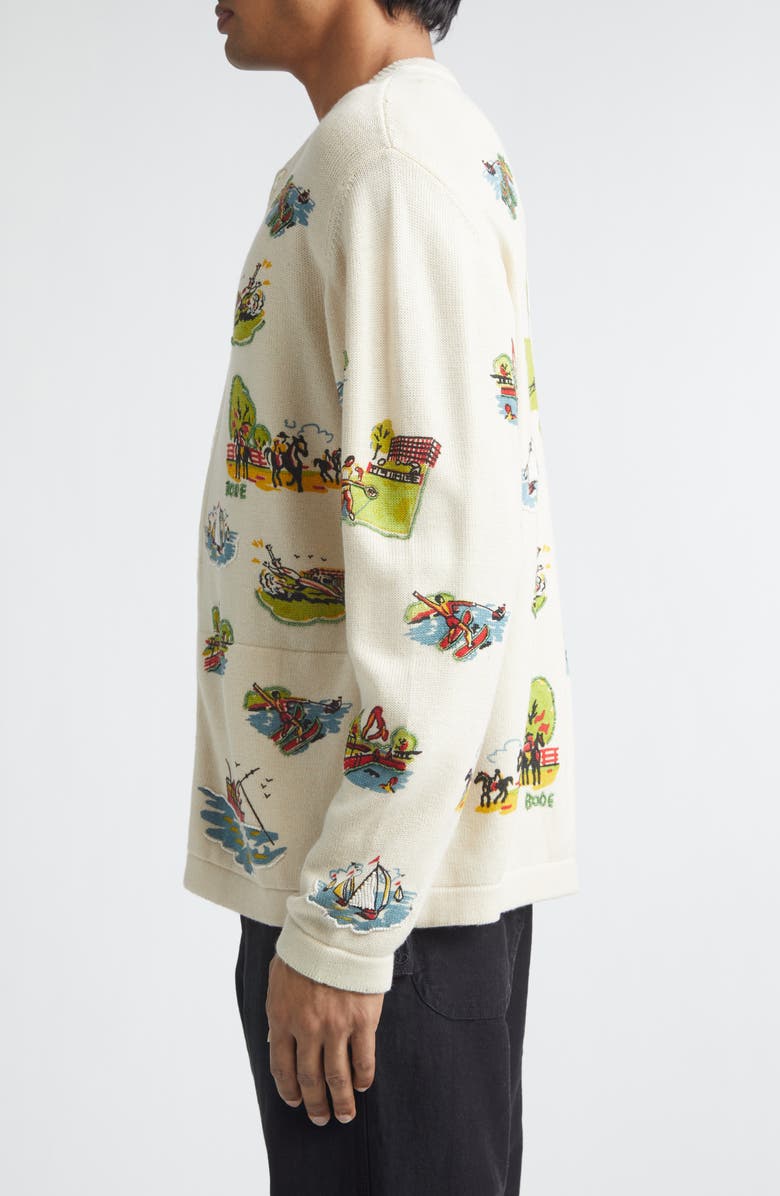 Bode Beaded Merino Wool & Cotton Cardigan, Alternate, color, Multi Ivory