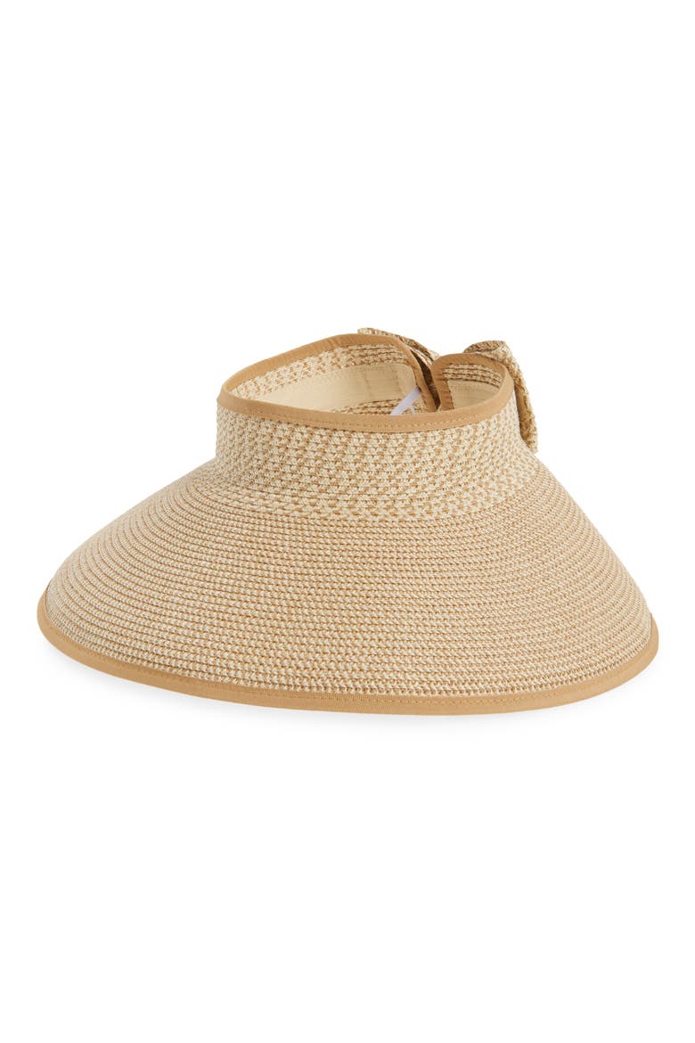 Back Bow Straw Visor, Main, color, NATURAL WHITE