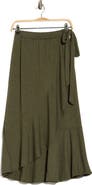 GO COUTURE Faux Wrap Midi Skirt
