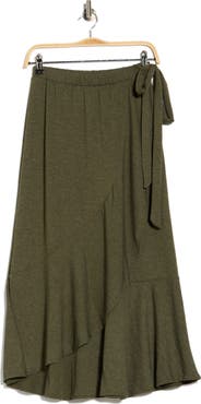 GO COUTURE Faux Wrap Midi Skirt