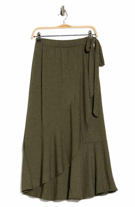 Faux Wrap Midi Skirt