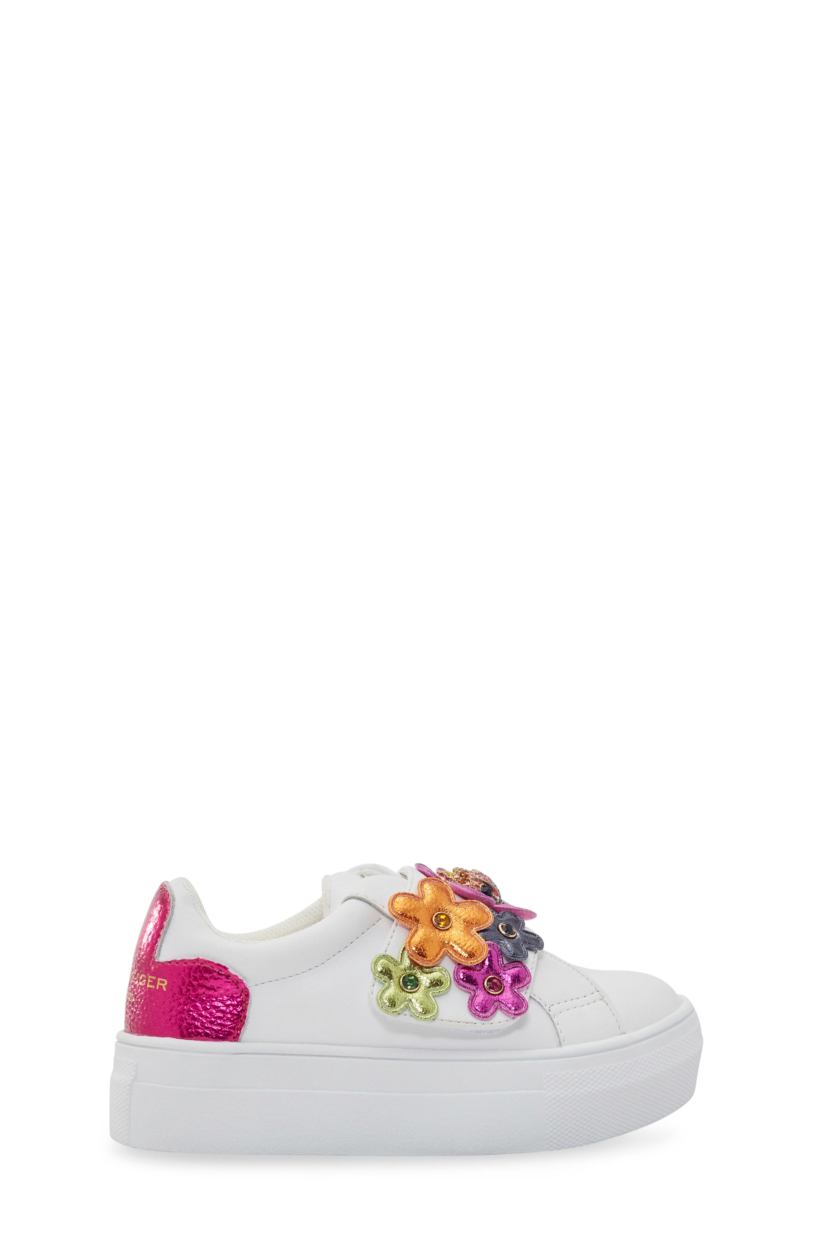 Kurt Geiger London Kids
 Mini Flower Appliqué Petal Platform Sneaker, Alternate, color, White Multi