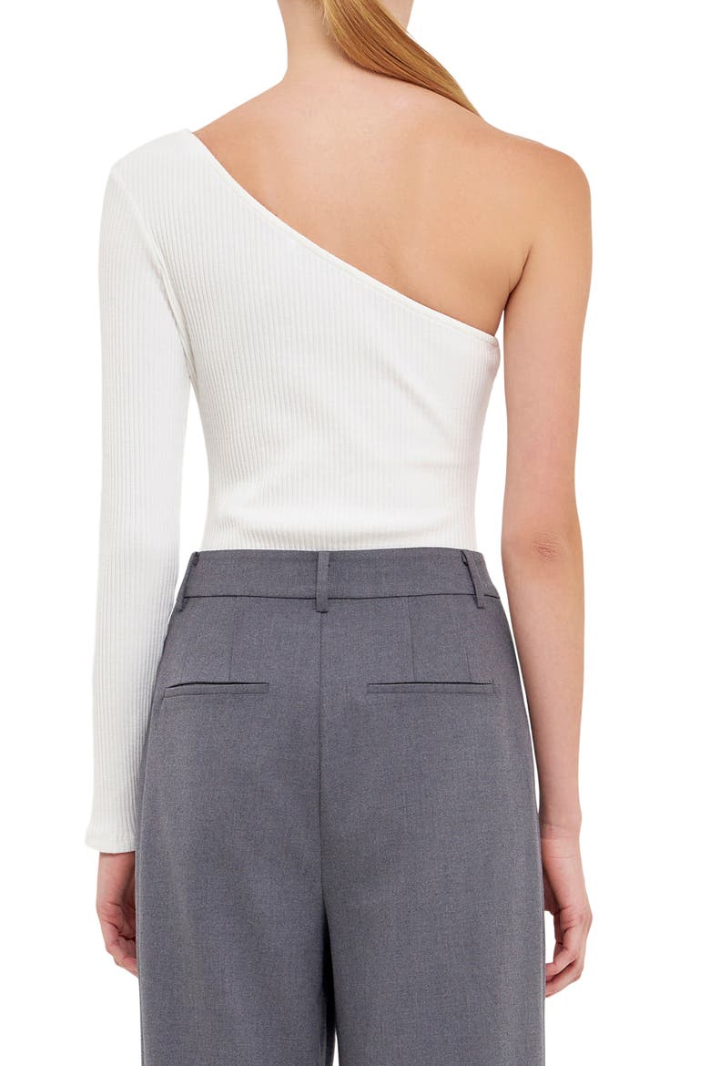 One-Shoulder Bodysuit, Alternate, color, WHITE