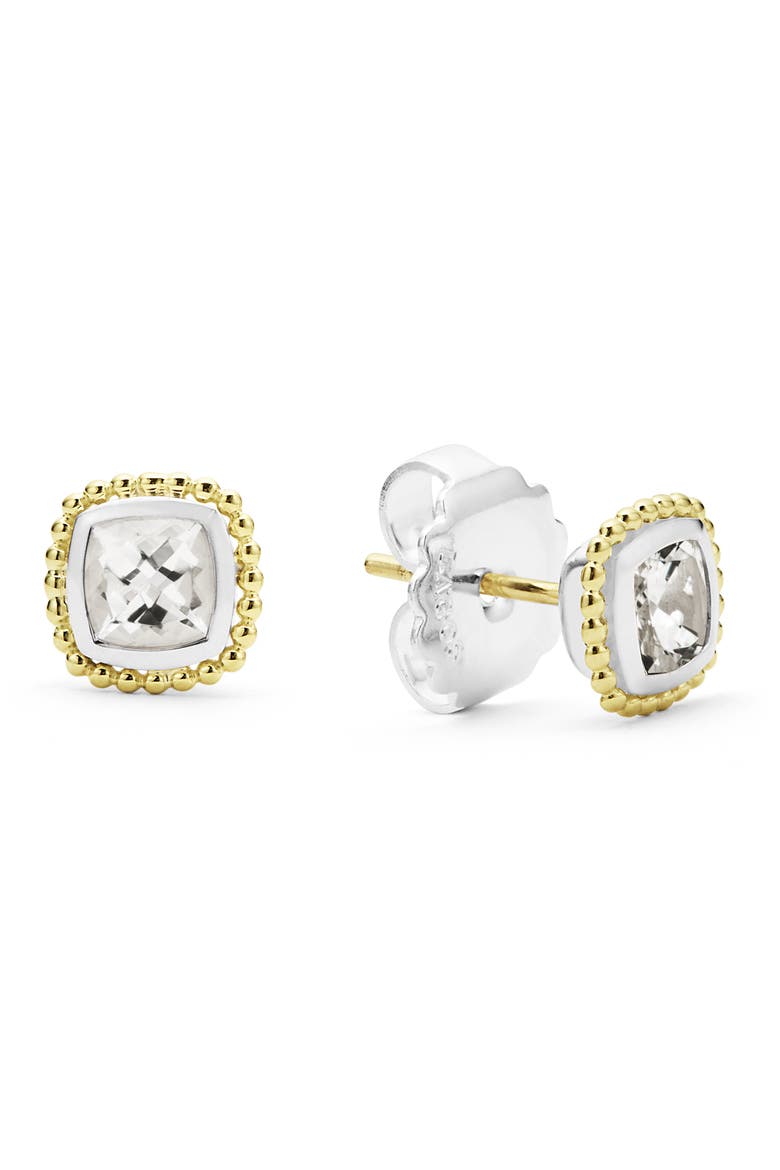 Rittenhouse White Topaz Stud Earrings, Alternate, color, GOLD