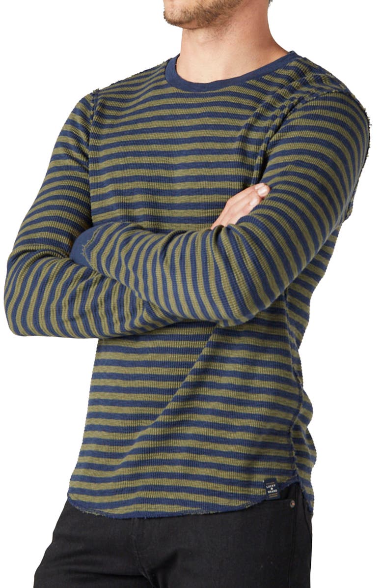 Lucky Brand Stripe Thermal Cotton Crewneck, Alternate, color, 