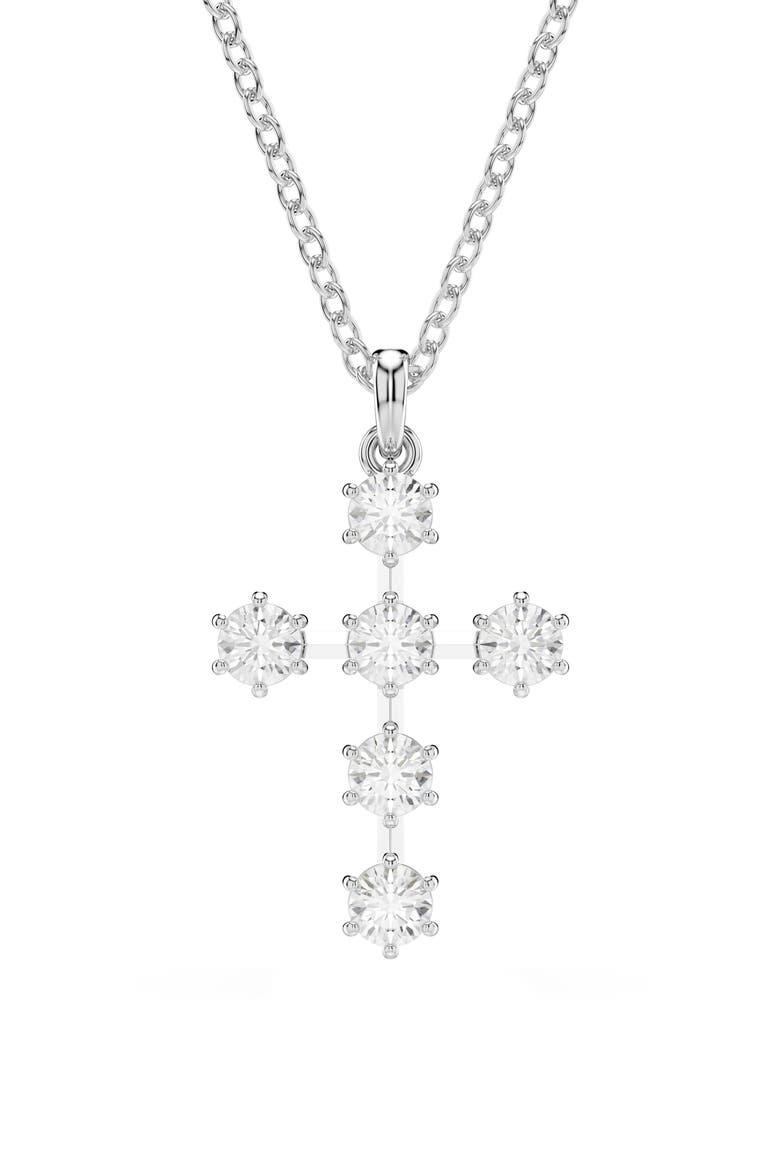 Insigne Cross Pendant Necklace, Main, color, WHITE/ SILVER