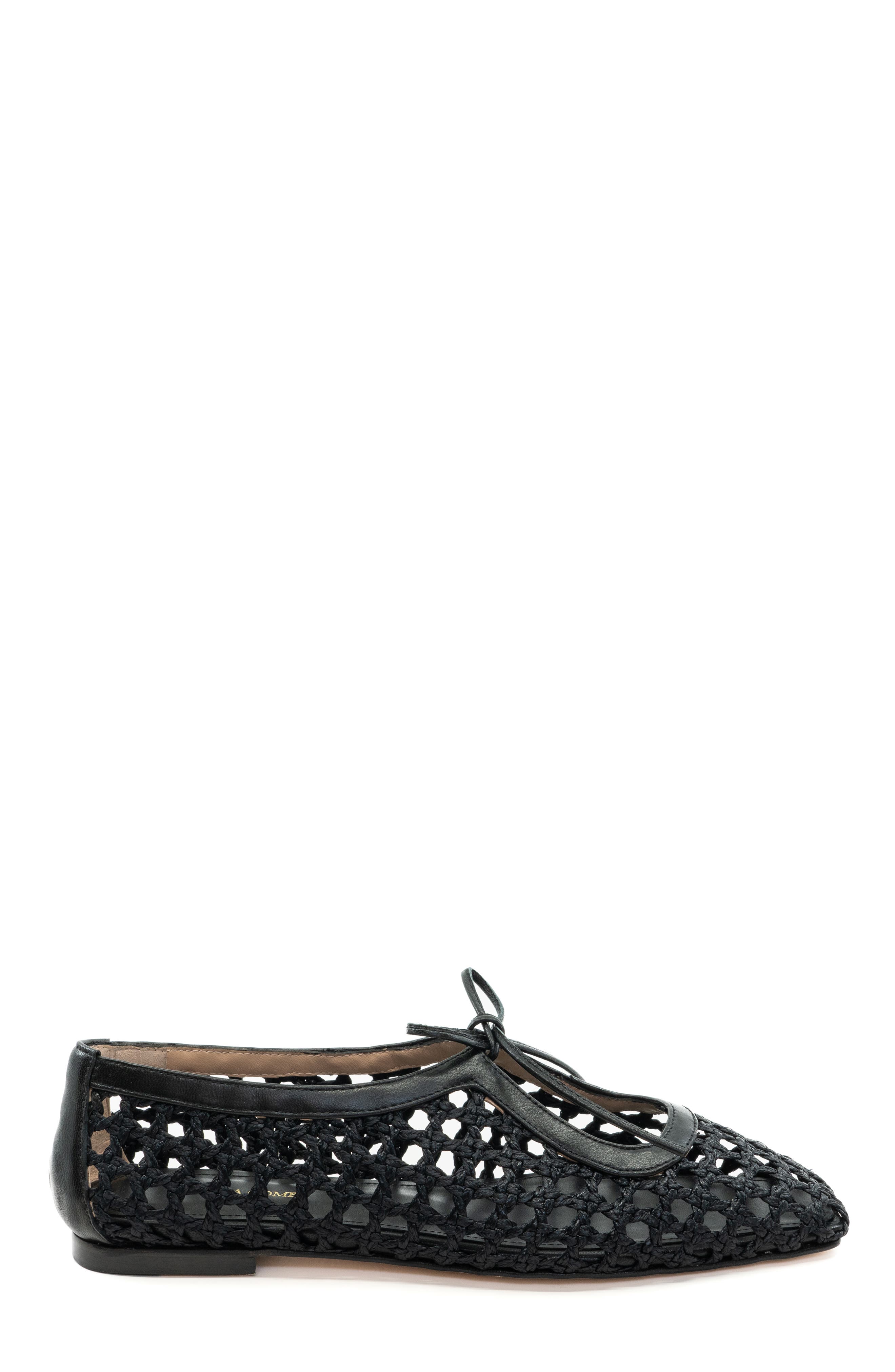 Andrea  Gomez Amelia Raffia Ballet Flat, Main, color, Black
