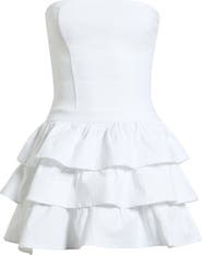 Emerald Sundae Layered Ruffle Strapless Minidress