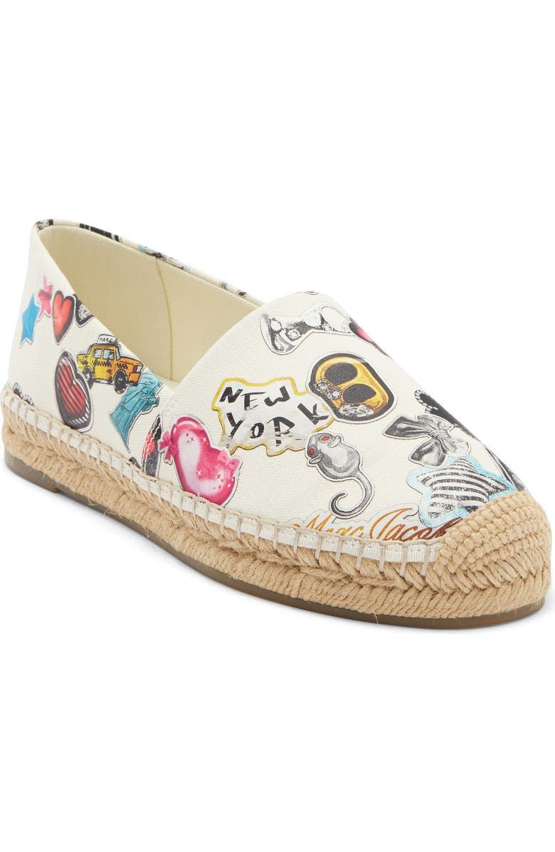 Marc Jacobs The Sticker Print Espadrille Flat, Main, color, White Multi