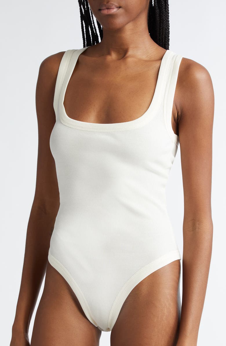 Jacquemus Le Body Gros Grain Rib Cotton Bodysuit, Alternate, color, 